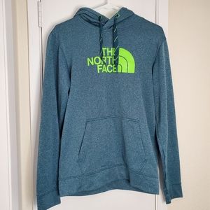 The North Face Blue Hoodie Neon Green Logo Size Small